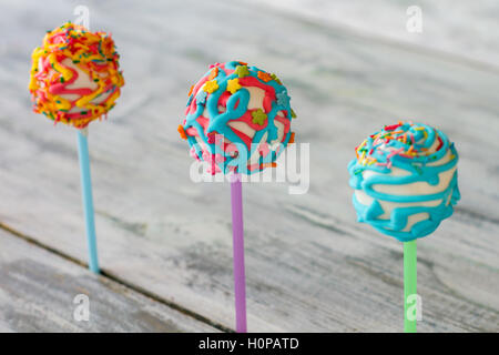 Drei Kuchen Pops. Stockfoto