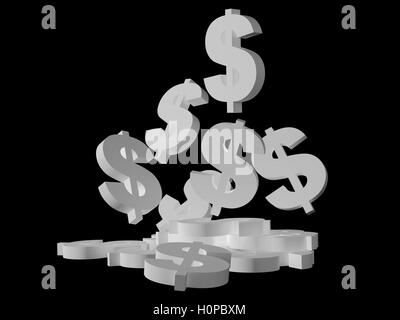 Hochauflösendes Bild Symbol Dollar. 3D Illustration über schwarze Hintergründe. Stockfoto