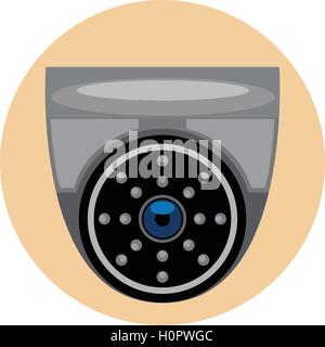 Digital vector Silber und schwarz Überwachung Kamera-Symbol, flachen Stil. Stock Vektor