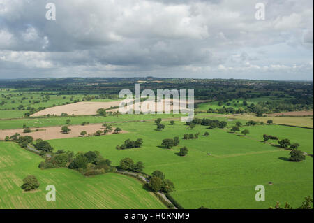 Ein Blick über die Landschaft von Cheshire von Beeston Burg zwischen Chester und Crewe Stockfoto