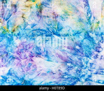 Textil-Hintergrund - genäht abstrakt blau gefärbte Seide batik Stockfoto