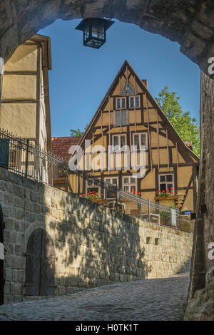 Deutschland, Sachsen-Anhalt, Quedlinburg, Schlosseingang Stockfoto