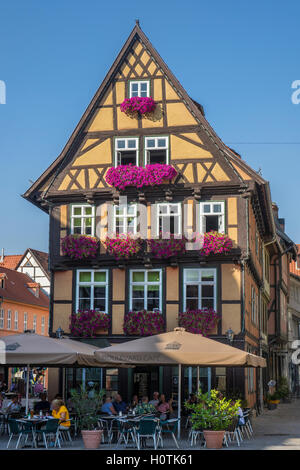 Deutschland, Sachsen-Anhalt, Quedlinburg, Markt-café Stockfoto