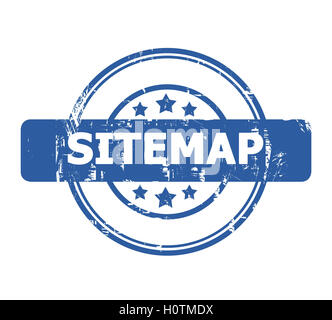 Sitemap-Stempel mit Sternen isoliert auf einem weißen Hintergrund. Stockfoto