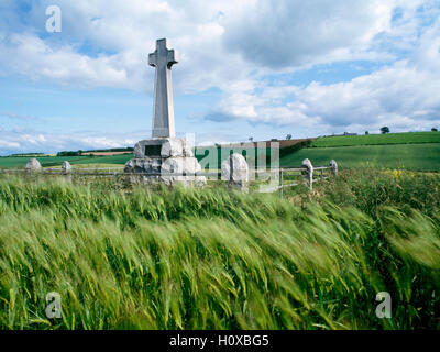 Pipers Hill Monument, Flodden Field, Branxton. Denkmal für den letzten und den meisten blutige Schlacht kämpfte in Northumberland. Stockfoto