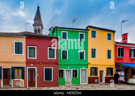 Bunte Häuser auf der Insel Burano Venedig Italien Stockfoto