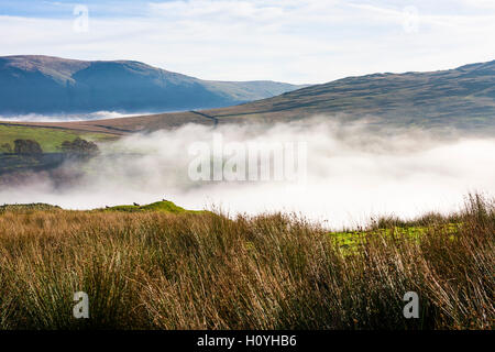 Cloud-Inversion im Stock Ghyll Tal in der Nähe von Ambleside im Lake District National Park. Cumbria. England. Stockfoto