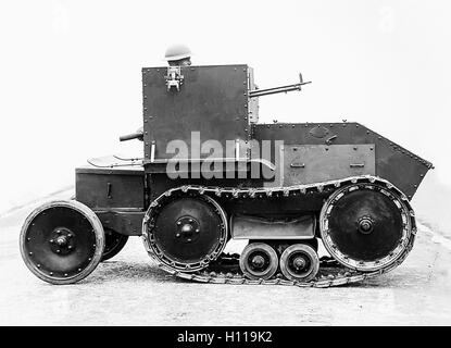 Morris-Martel Tankette: Britischer Einmannpanzer-Prototyp von Colonel Giffard Le Quesne Martel (1889–1958), 1925. Klein, leicht gepanzert, mit einem einzigen Maschinengewehr; verlassen um 1928 wegen schlechten Schutzes und unpraktischer Konstruktion. Foto vom Original-Prototyp aus dem Jahr 1925. Kredit: Privatsammlung / AF Fotografie Stockfoto