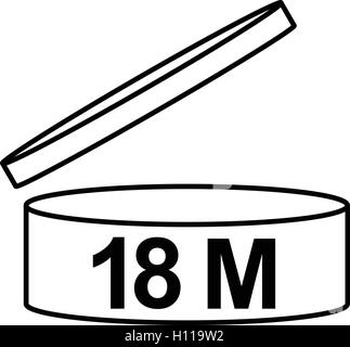 Pao Kosmetik Symbol 18 m, nach dem Öffnen Symbol achtzehn Monat, Vector Illustration. Stock Vektor