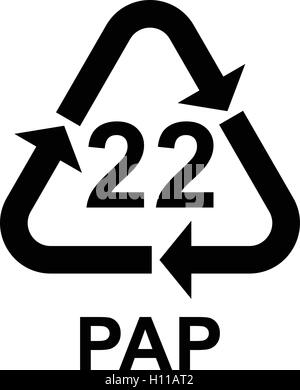 Papier recycling Symbol pap 22 Karton, Vector Illustration. Stock Vektor