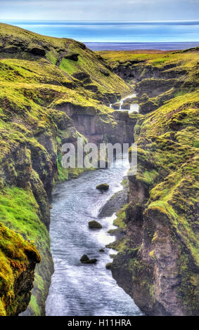 Ansicht des Flusses Skoga - Island Stockfoto