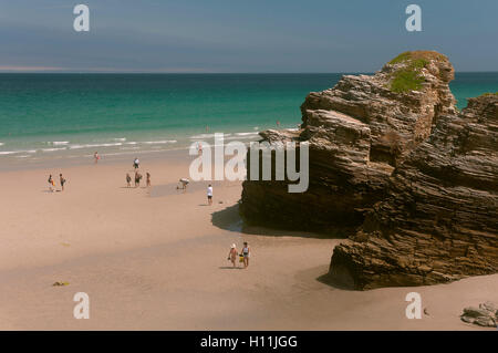 Las Catedrales Strand, Ribadeo, Lugo Provinz, Region Galicien, Spanien, Europa Stockfoto