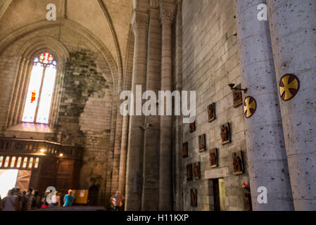 Innenraum der Stiftskirche Saint-Pierre Brantome, Perigord, Dordogne, Aquitane, Frankreich. Stockfoto