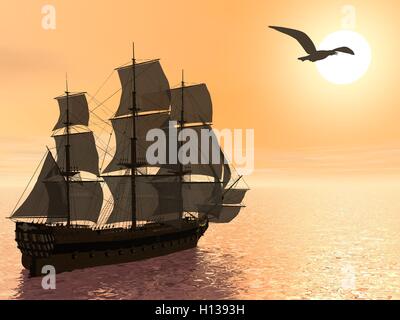 Alten Handelsschiff - 3D render Stockfoto