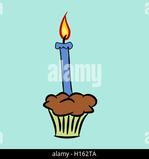 Cartoon Illustration einer Geburtstag Kerze in Vintage-getönten Farben Stockfoto