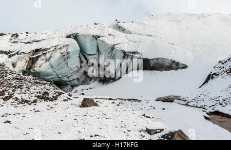 Gletschertor, Fluss an Skaftafelljökull Gletscher Vatnajökull National Park, Region Süd, Island Stockfoto