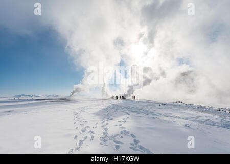 Aufsteigenden Dampf, Hverarönd, auch Hverir oder Namaskard, Geothermie, North Island, Island Stockfoto