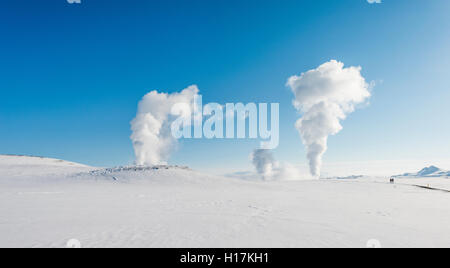 Aufsteigenden Dampf, Hverarönd, auch Hverir oder Namaskard, Geothermie, North Island, Island Stockfoto