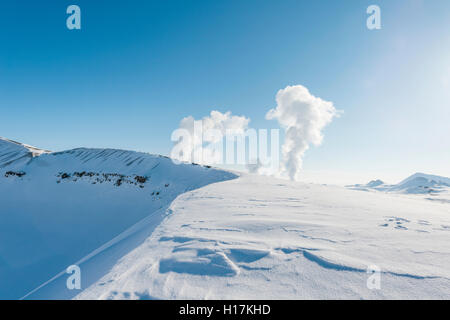 Aufsteigenden Dampf, Hverarönd, auch Hverir oder Namaskard, Geothermie, North Island, Island Stockfoto