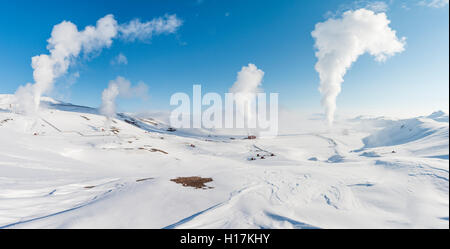 Aufsteigenden Dampf, Hverarönd, auch Hverir oder Namaskard, Geothermie, North Island, Island Stockfoto