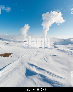 Aufsteigenden Dampf, Hverarönd, auch Hverir oder Namaskard, Geothermie, North Island, Island Stockfoto