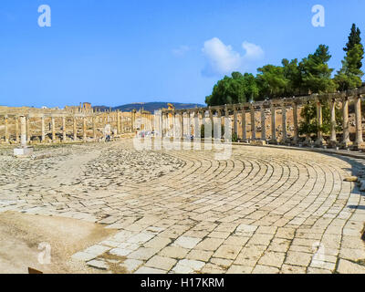 Forum Romanum in Jerash, Jordanien Stockfoto