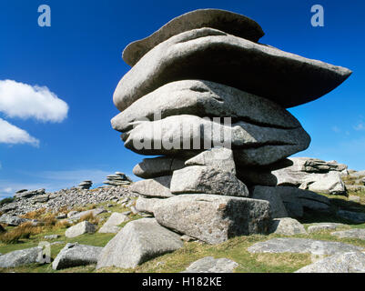 Die Cheesewring und andere Wetter-geformt, Granit Felsen-Stacks auf Stowes Hill, Bodmin Moor, Cornwall, Süd-West-England, UK Stockfoto