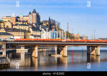 Stadtbild von Sodermalm Stadtteil im alten Zentrum von Stockholm, Schweden Stockfoto