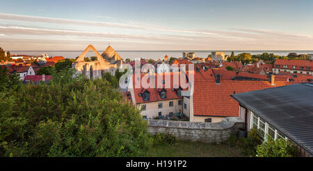 Am frühen Morgen Blick über Visby, Gotland, Schweden. Skandinavien. Stockfoto