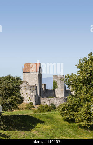 Die Spardose und Dalman-Turm. Visby Stadtmauer, Blick vom Ostergravar.  Gotland, Schweden. Skandinavien. Stockfoto