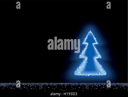 Blau leuchtenden Weihnachtsbaum Stock Vektor