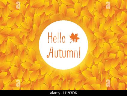 Orange Herbstlaub und weißer Kreis Hintergrund. Heller Herbst Herbst-Saison-Vektor-design Stock Vektor