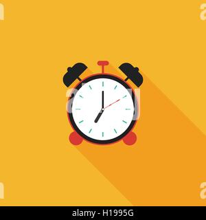 Wecker-Symbol flache Bauform, lange Schatten, bunte Wecker-Vektor-illustration Stock Vektor