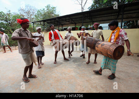 Praja Tanz, Bison horn Maria Stamm, dantewada, Chattisgarh, Indien Stockfoto