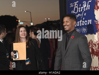 LOS ANGELES, CA - 21.September: Nate Parker bei der Los Angeles Premiere von Fox Searchlight Pictures 'The Birth of A Nation"im Kino Dome am 21. September 2016 in Los Angeles, Kalifornien. Bildnachweis: mpi99/MediaPunch Stockfoto