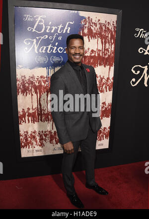 LOS ANGELES, CA - 21.September: Nate Parker bei der Los Angeles Premiere von Fox Searchlight Pictures 'The Birth of A Nation"im Kino Dome am 21. September 2016 in Los Angeles, Kalifornien. Bildnachweis: mpi99/MediaPunch Stockfoto