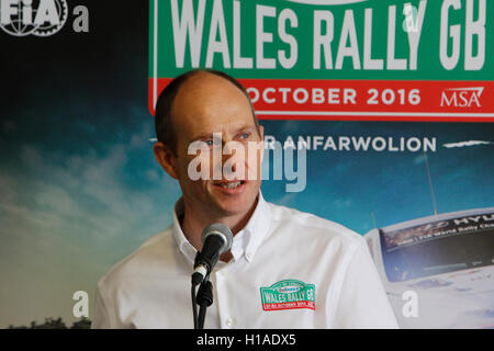 Llyn Brenig Visitor Centre, Cerrigydrudion, Wales. 22. Sep, 2016. Wales Rallye GB Medientag. Ben Taylor, Veranstalter des diesjährigen Wales Rallye GB. Bildnachweis: Aktion Plus Sport/Alamy Live-Nachrichten Stockfoto