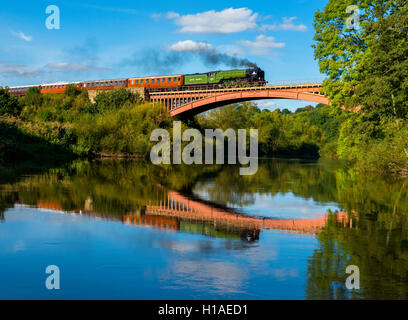 Arley, UK. 22. September 2016. Dampf-Lokomotive 60163 "Tornado" Victoria Brücke über den Fluss Severn auf die Severn Valley Railway in der Nähe von Arley, Worcestershire, England, UK. Bildnachweis: John Hayward/Alamy Live-Nachrichten. Stockfoto