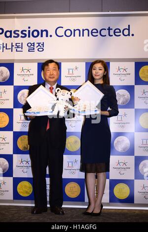 Seoul, Korea. 22. Sep, 2016. Kimyu-Na besucht am 22. September 2016 2018 Olympische Spiele Gedenkmünzen Release Zeremonie in Seoul, Korea. (China und Korea Rechte heraus) © TopPhoto/Alamy Live-Nachrichten Stockfoto