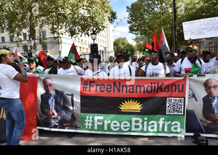 Whitehall, London, UK. 23. September 2016. Biafra Anhänger der Nnamdi Kanu Etappe einen Protest auf Whitehall. © Matthew Chattle/Al Stockfoto