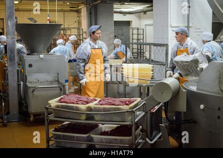 Tambow, Tambow, Russland. 23. Sep, 2016. Produktionshalle LLC '' Zhupikov'' (Herstellung von Wurst- und Fleischwaren). Die Stadt von Tambow, Russland, 12. Mai 2016 © Aleksei Sukhorukov/ZUMA Draht/Alamy Live News Stockfoto