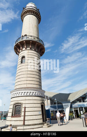 Warnemünde, Mecklenburg-West Pomerania, Deutschland - historische Leuchtturm Stockfoto