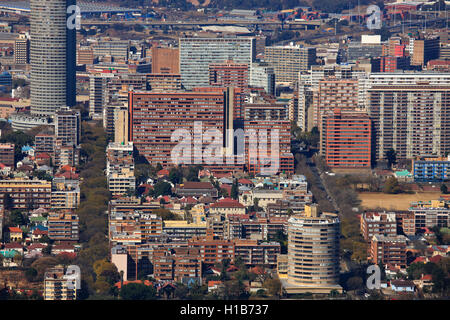 Luftaufnahme des Zentrums von Hillbrow in Johanneburg, Gauteng, Südafrika Stockfoto