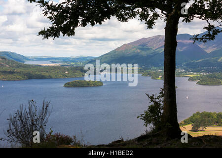 Derwentwater und Bassenthwaite Lake aus Überraschung, in der Nähe von Keswick, Lake District, Cumbria, England Stockfoto