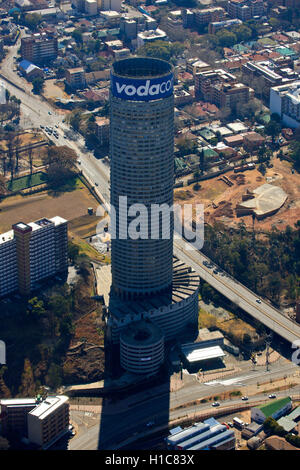 Luftaufnahme des Turmes Vodacom in Hillbrow, Johannesburg, Gauteng, Südafrika Stockfoto