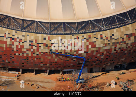 Luftaufnahme des Soccer-City, FNB-Stadion in Johannesburg, Gauteng, Südafrika Stockfoto