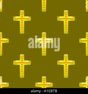 Goldene Metal Cross nahtloses Muster Stockfoto