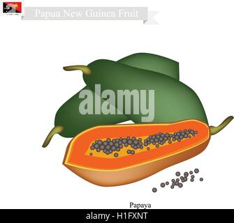 Papua-Neu-Guinea Frucht, Illustration von reife Papaya. Eine der beliebtesten Früchte in Papua-Neu-Guinea. Stock Vektor