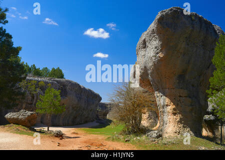 Ciudad Encantada, Enchanted City, Felsformationen, Serrania de Cuenca, Cuenca Provinz, Region Kastilien-La Mancha, Spanien. Stockfoto