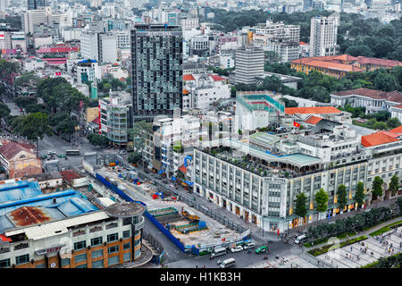 Erhöhten Blick auf District 1, Ho-Chi-Minh-Stadt, Vietnam. Stockfoto